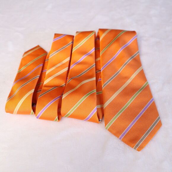 Paul Stuart Men's 100% Silk Designer Repp Multicolor Striped Tie Handmade in UK - Picture 3 of 8